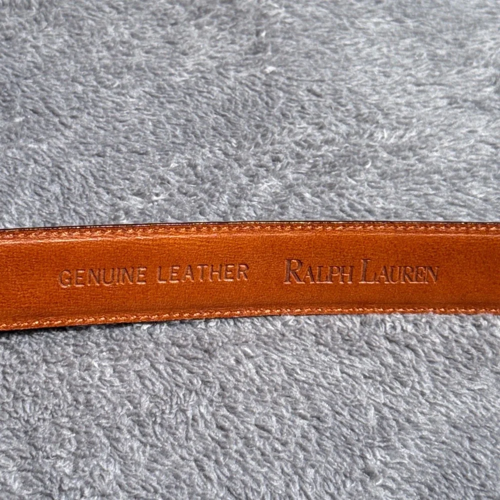 Ralph Lauren Mens Brown Crocodile Embossed Leather Belt Gold Buckle Dress Belt M - Picture 12 of 14